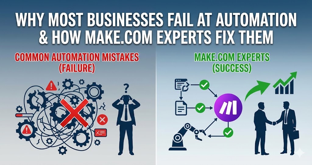 Why Most Businesses Fail at Automation Common Automation Mistakes & How Make.com Experts Fix Them